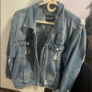 Oversized ripped jean jacket
